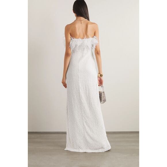 Retrofête Dolly Strapless Feather-Trim Sequin Satin Gown - Picture 3 of 13